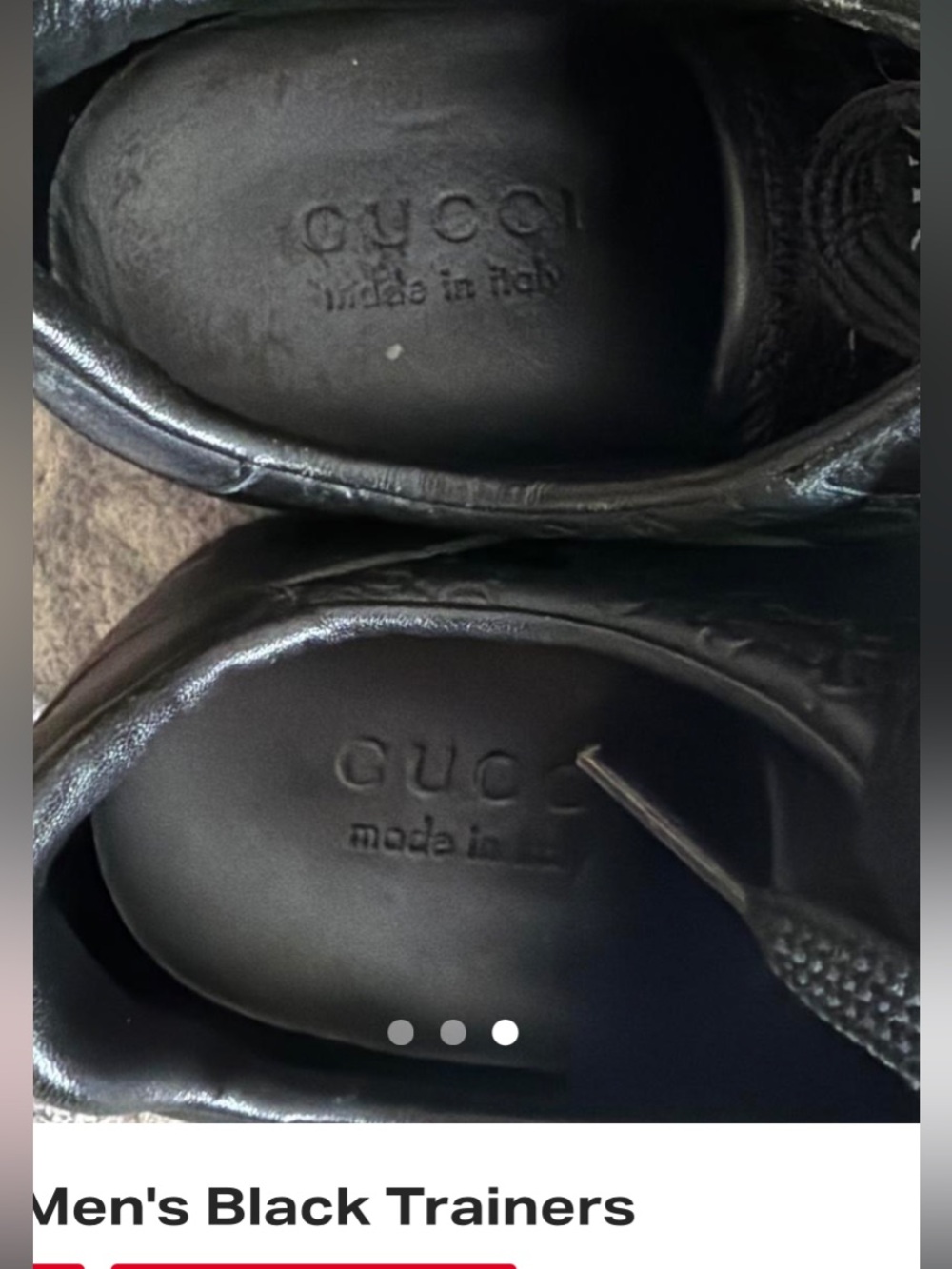 Gucci Black Leather Men’s Sneakers with Green & Red Stripe 8.5 - Picture 6 of 11